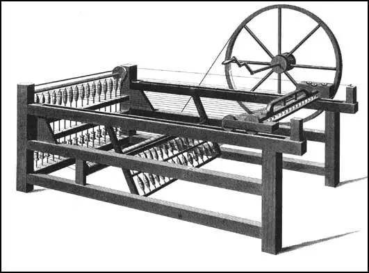 An engraving of a Spinning Jenny by T. E. Nicholson (1835)