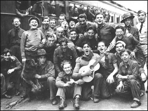 Civilian Conservation Corps recruits about to leave for Missoula.