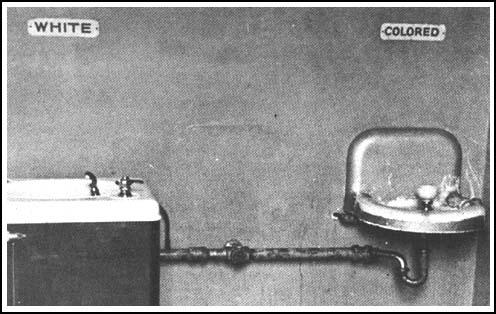 Water fountains in a Southern town in the 1950s.