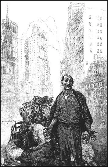 Helen Keller: "With their hands they have builded great cities and they cannot be sure of a roof over their own heads." Franklin Booth, The Unemployed (February, 1931)