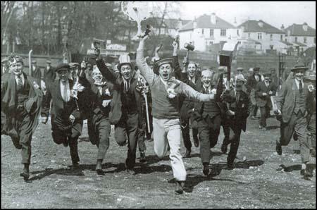 West Ham fans arriving at Wembley Stadium.