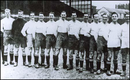 Left to right: Jimmy Seddon, Dick Pym, Walter Rowley, Alex Finney, Billy Jennings, David Jack, Ted Vizard, Harry Nuttall, John Reid Smith, Bob Haworth, Billy Butler & Joe Smith.