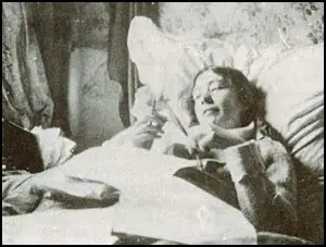 Sylvia Pankhurst recovering from hunger strike in July 1913.