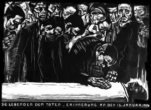 The Death of Karl Liebknecht by Kathe Kollwitz (1919)